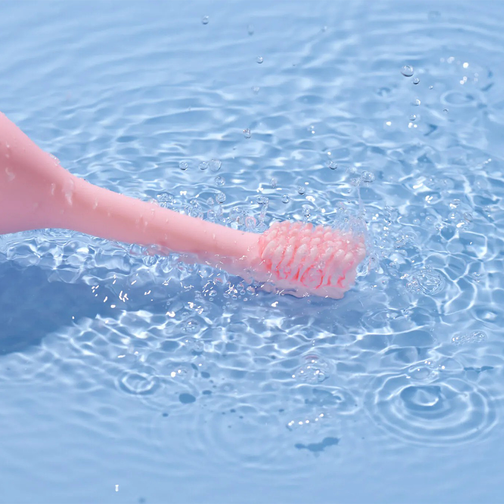 Innovative vibrator with slim handle and soft vibrating head"