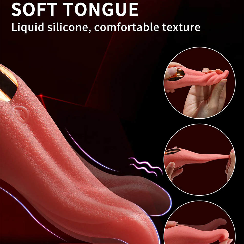 Silicone tongue vibrator with soft, flexible texture for clitoral pleasure