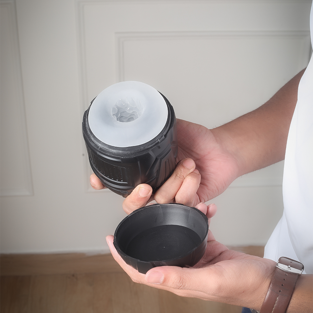 Black male masturbator with soft textured sleeve for realistic sensation