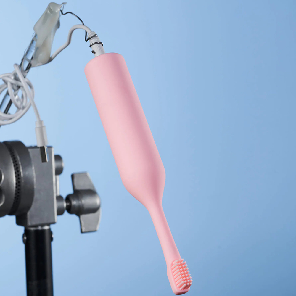 Innovative vibrator with slim handle and soft vibrating head