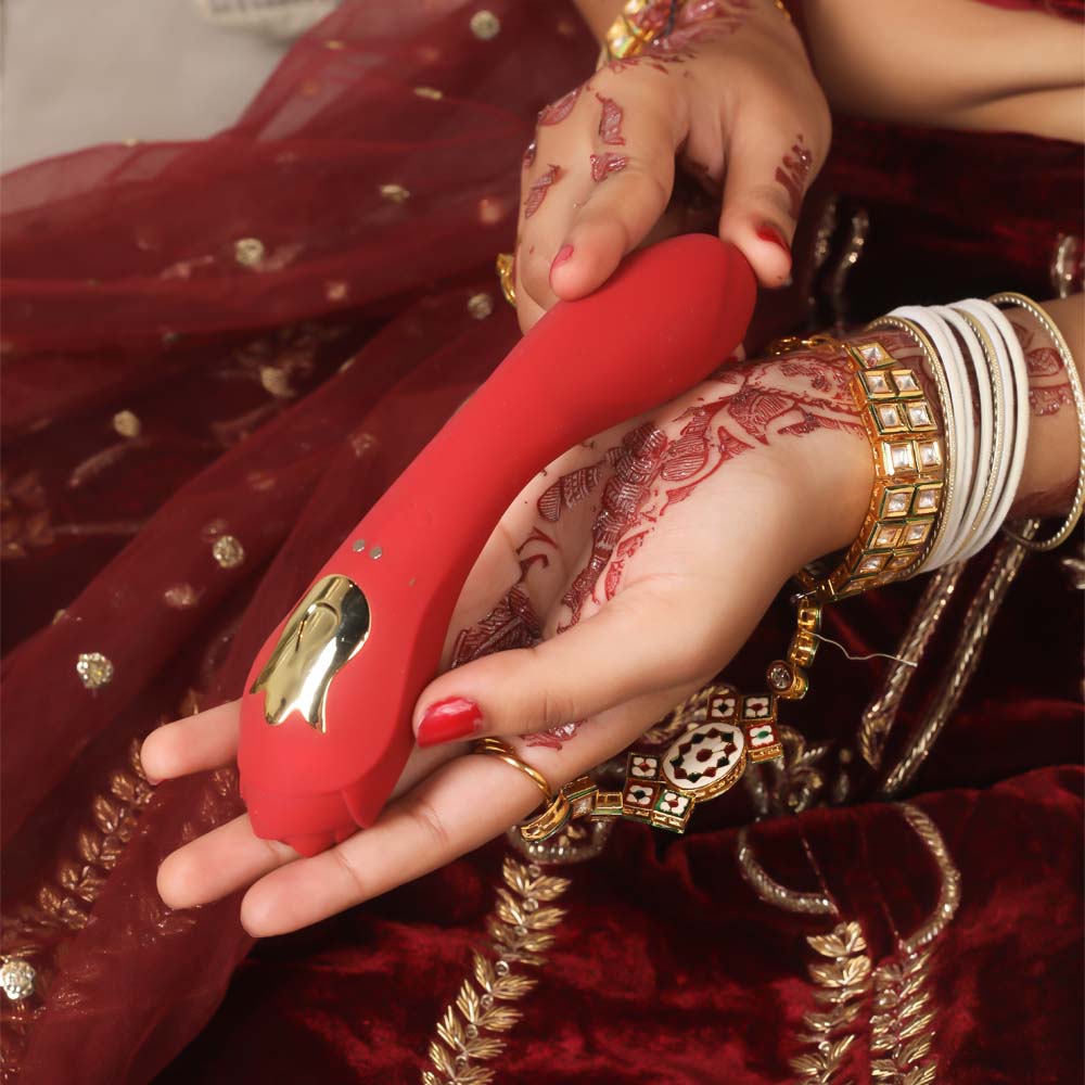 Romantic rose vibrator with soft silicone petals and whisper-quiet motor