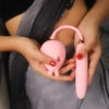 Telescopic rabbit vibrator with clitoral suction and thrusting shaft design