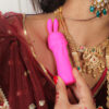 Soft silicone vibrator with telescopic shaft and dual motors for powerful sensations