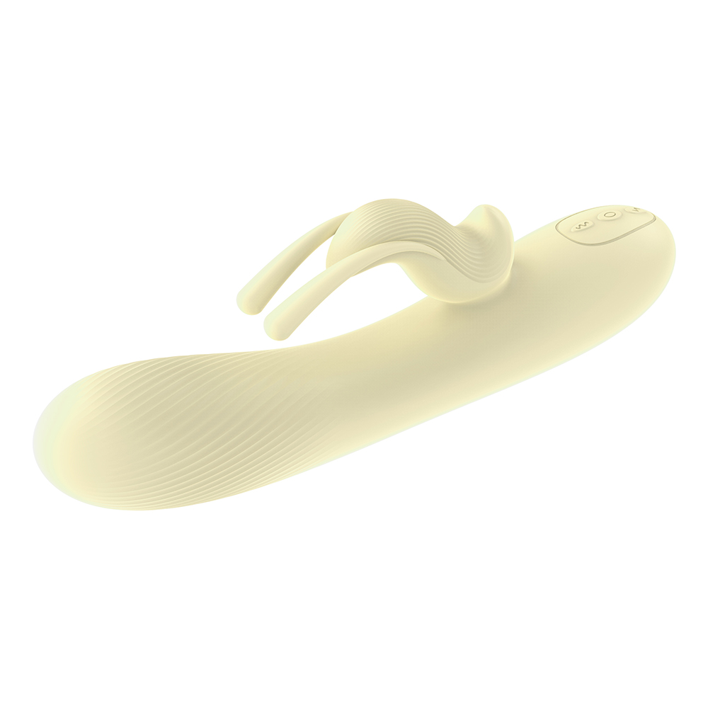 Powerful wand vibrator featuring rabbit ears for clitoral and G-spot pleasure