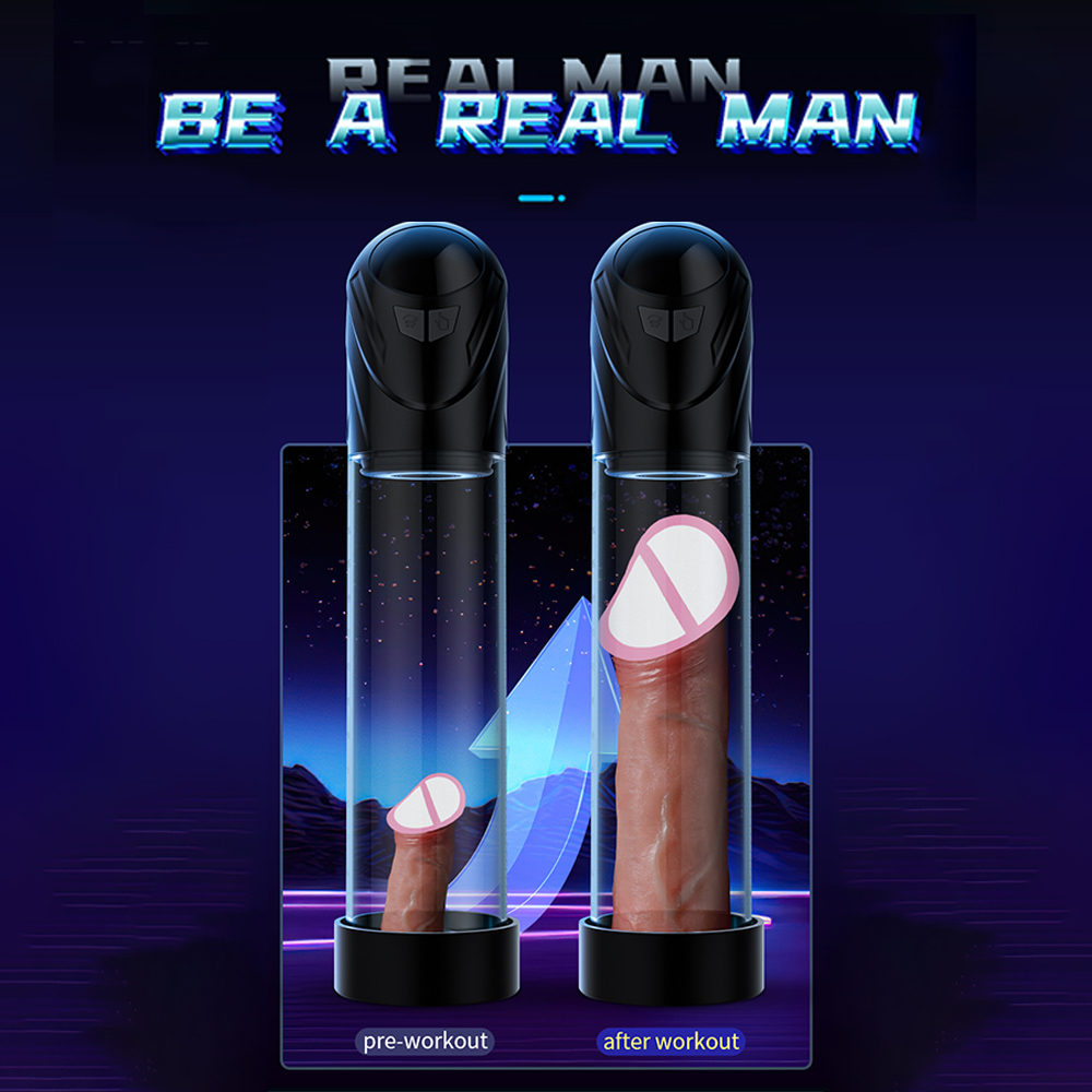Digital penis pump with LCD screen and transparent chamber