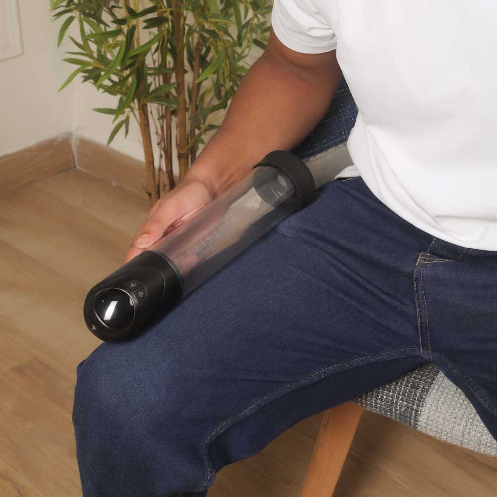 Smart penis enlargement pump featuring digital display and adjustable suction