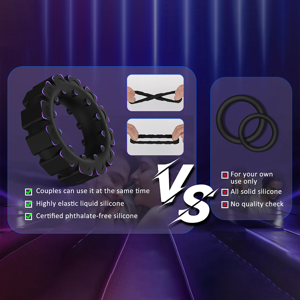 Stretchable black silicone cock ring for erection support