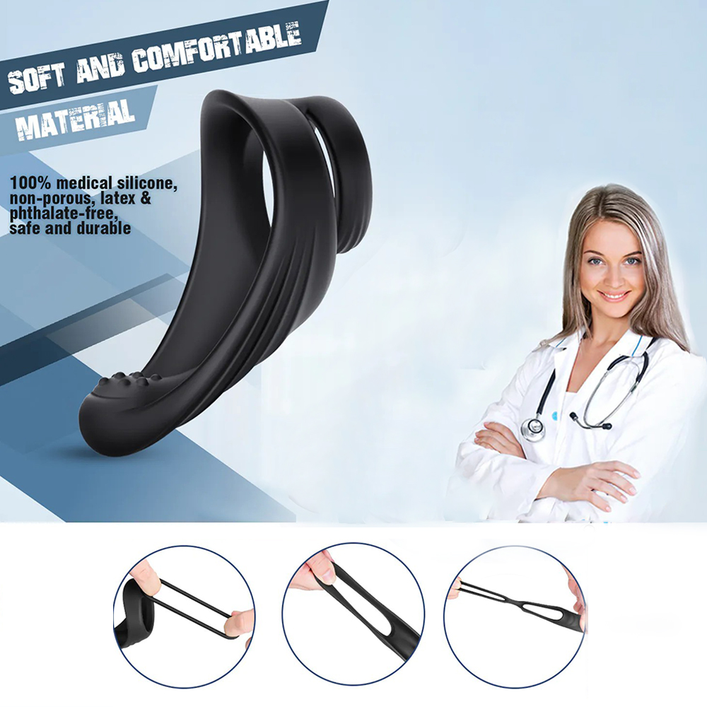 Black silicone lock ring for men designed to enhance sexual performance