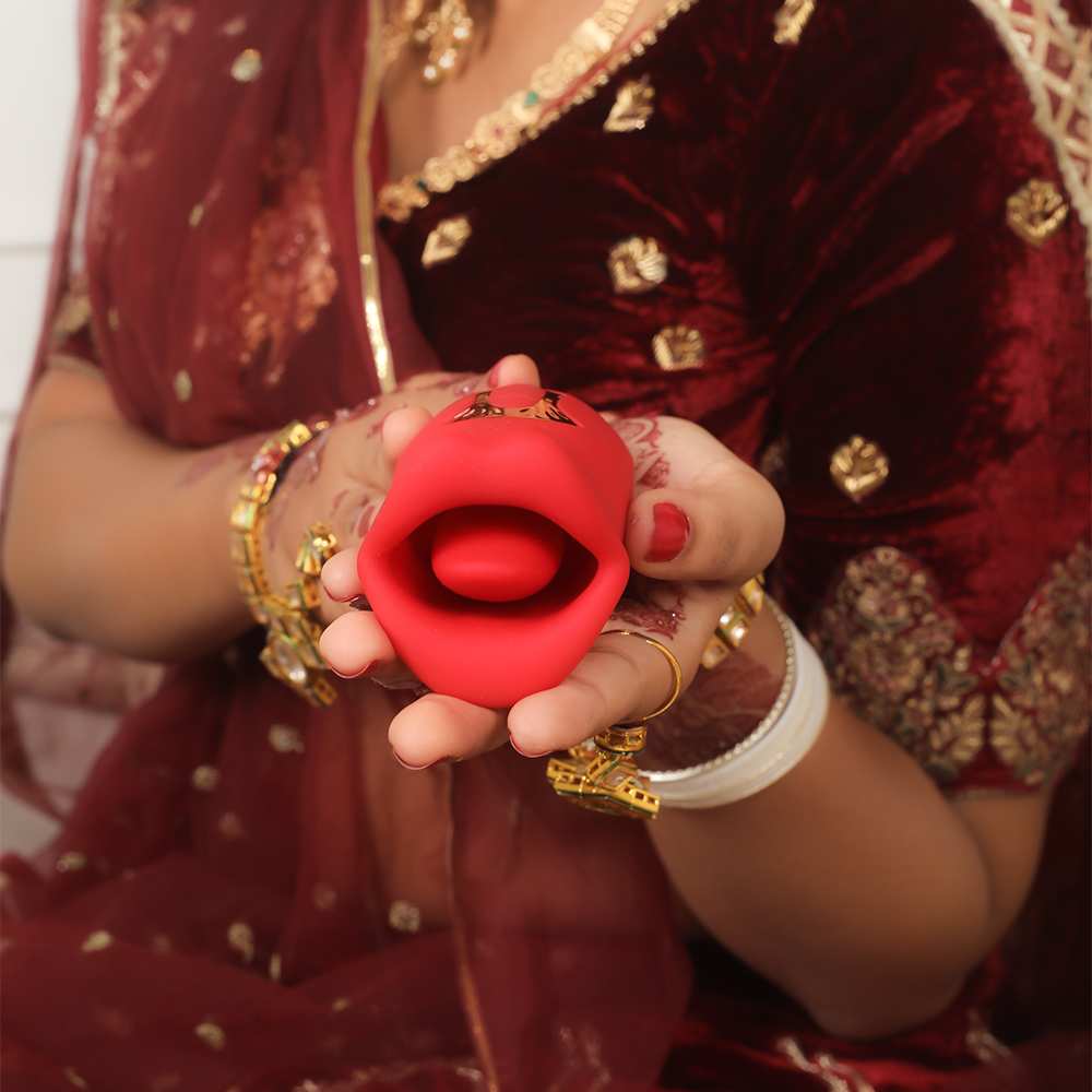 Tongue vibrator designed to mimic oral pleasure with soft silicone texture