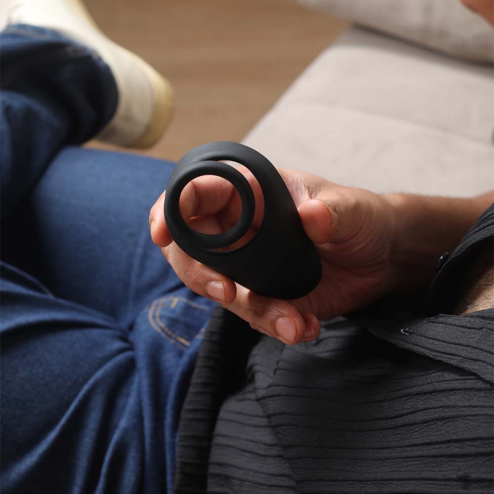 Performance-enhancing cock ring made from soft, stretchable silicone