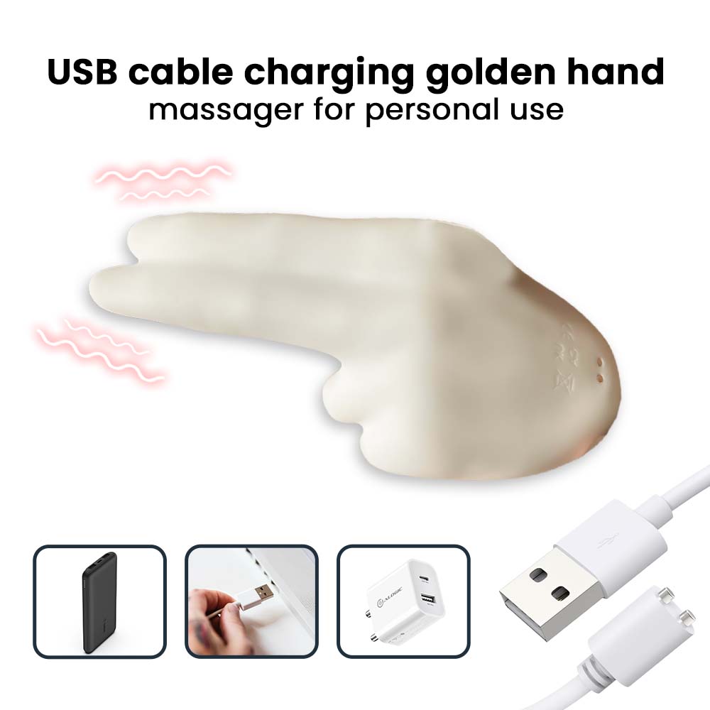 "Elegant golden hand‑shaped massager for pinpoint stimulation."