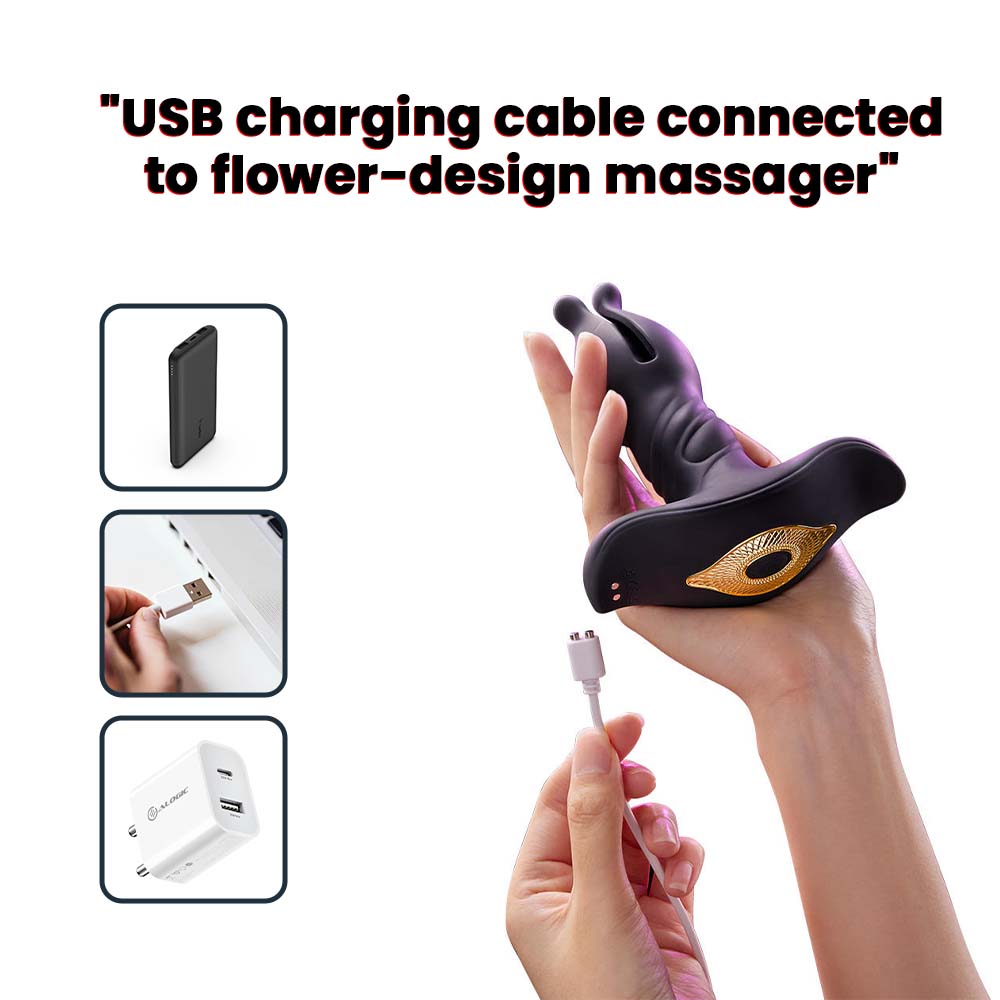 "Advanced floral massager – smooth silicone petals open gently while providing targeted pressure for stress relief."