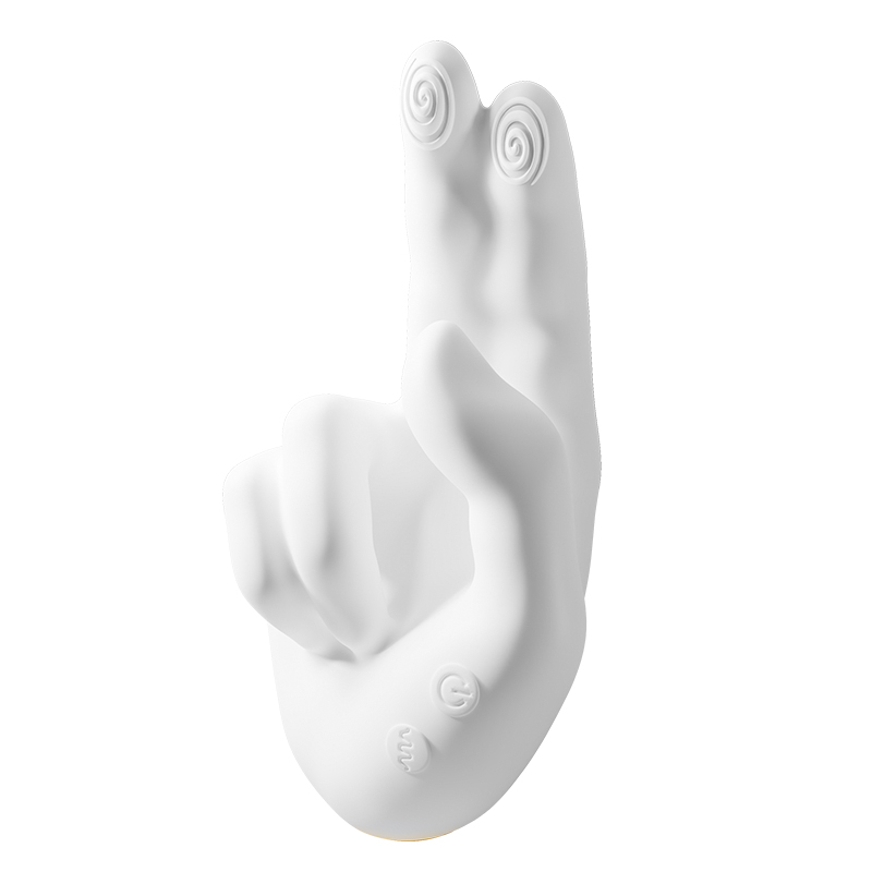 "Golden Right Hand — silicone massager shaped like a hand for dual stimulation."