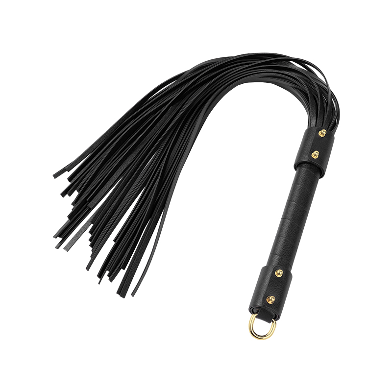 Elegant Leather Tassel Flogger Whip – Premium Black & Gold Edition