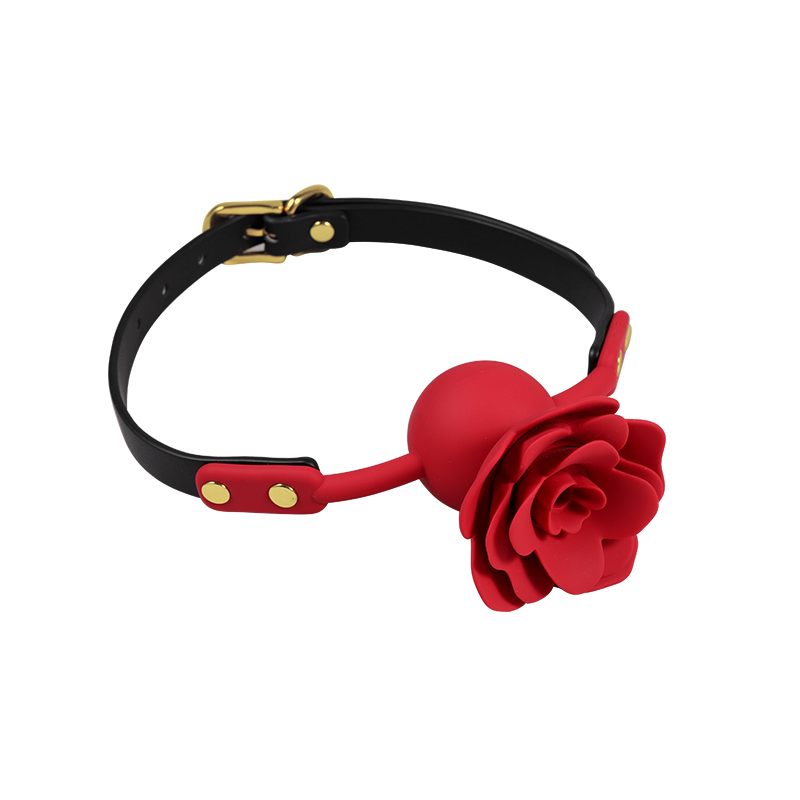 Rose Bloom Silicone Mouth Ball Gag - Breathable Mouth Plug With Removable Nipple Clitoris Clips
