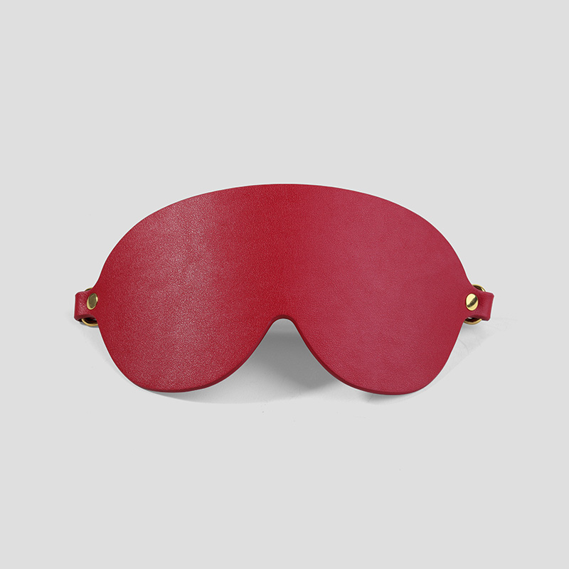 Premium Red Leather Eye Mask – Soft Adjustable Blindfold with Gold Accents